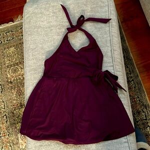 J.Crew Halter Wrap Swim Dress, plum, size 10